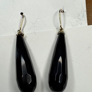 14k GF Elegant Black and Gold Drop Earrings